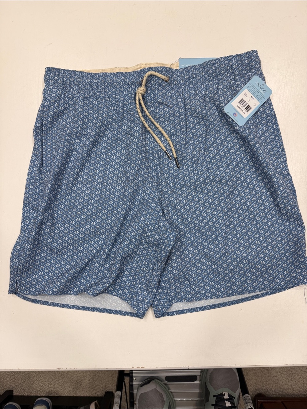 Laguna B Blue Geometric Men's Swim Trunks